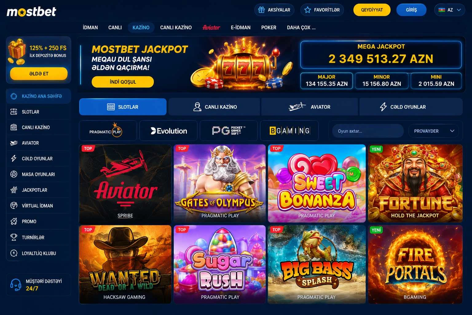 Mostbet AZ Kazino: oyunlar, provayderlər və canlı oyunlar
