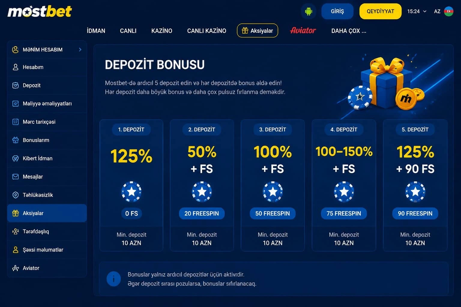 Mostbet bonus: xoş gəlmisiniz bonusu və ilk depozit